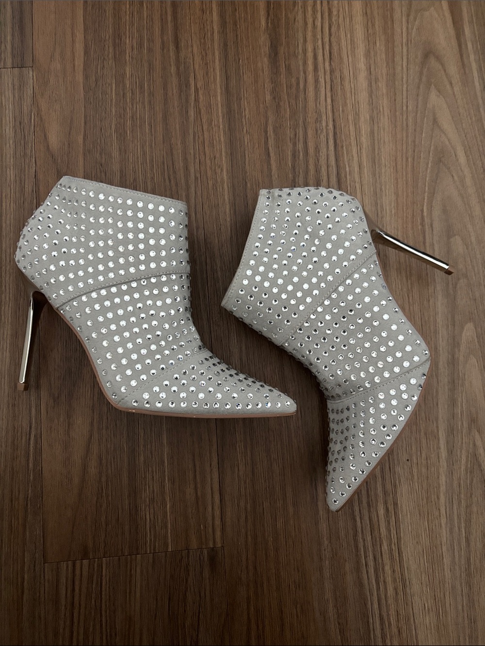 Steve Madden Silver Rhinestone Pointed Ankle Booties
